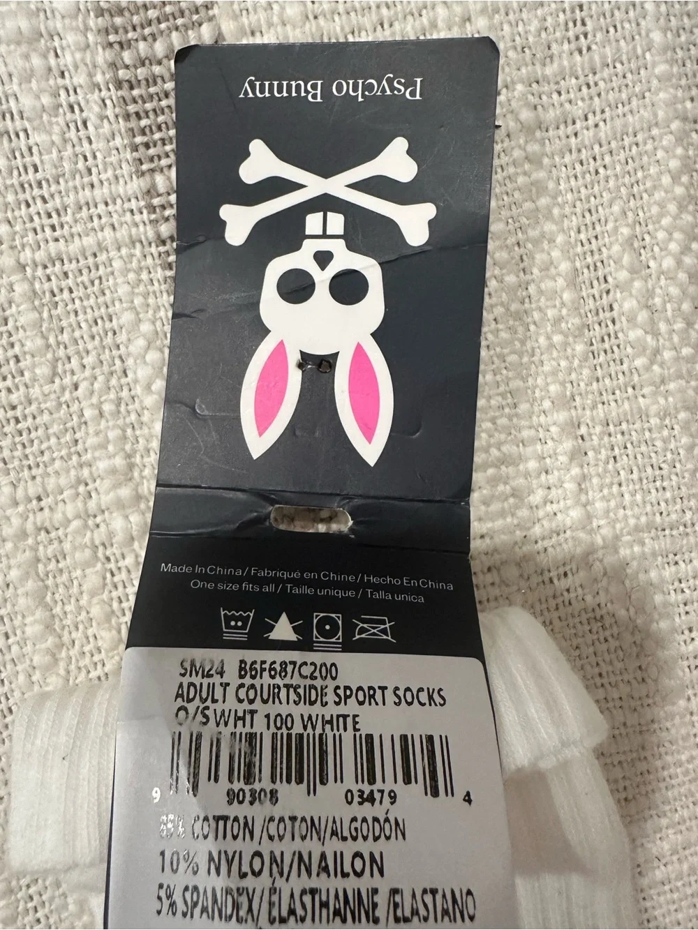 NEW! Psycho Bunny Adult White Crew Sports Socks with Tennis Logo NWT!!
